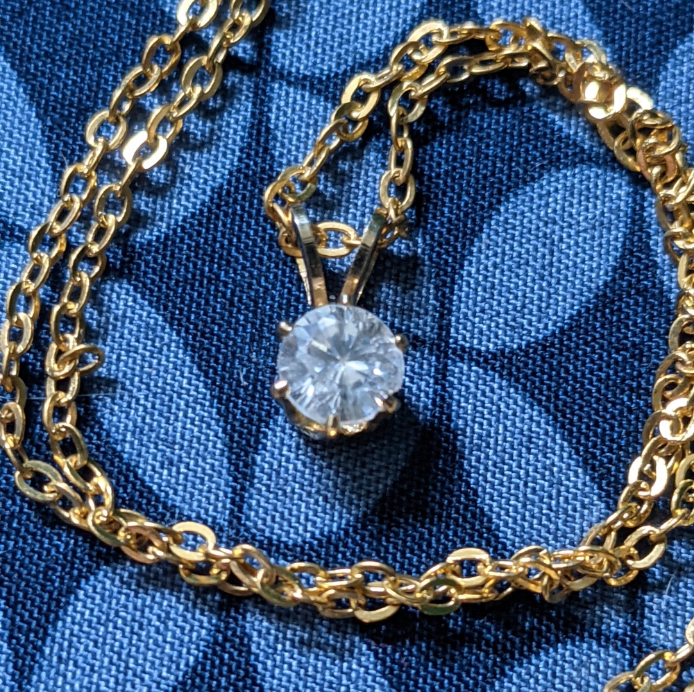 Moissanite on 18k gold plated necklace